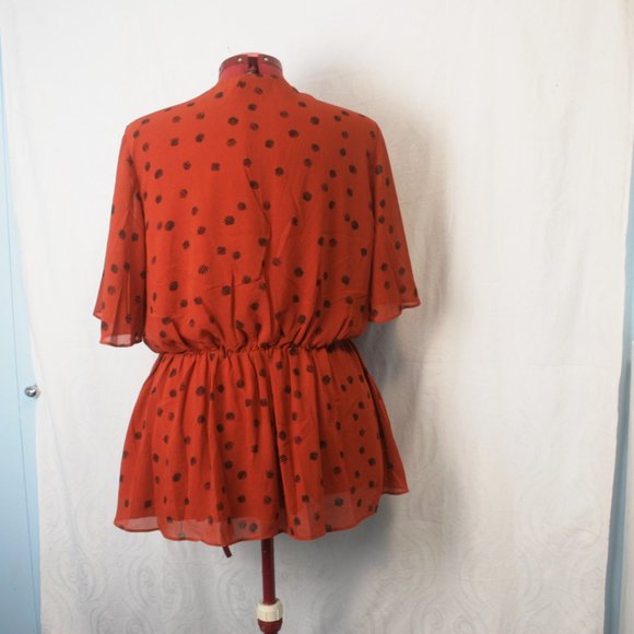 Copper/Orange Cross-Over Blouse with Peplum - Picture 4 of 4